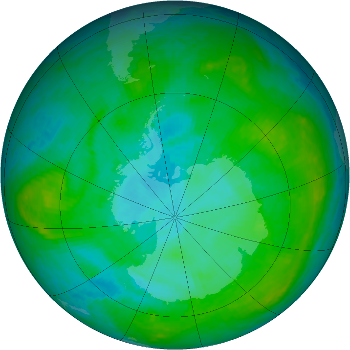Antarctic ozone map for 03 January 2003